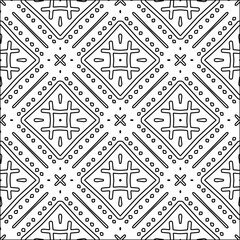 Vector pattern with symmetrical elements . Modern stylish abstract texture. Repeating geometric tiles from striped elements.Black and white pattern.
