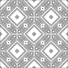 Vector pattern with symmetrical elements . Modern stylish abstract texture. Repeating geometric tiles from striped elements.Black and white pattern.