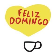 Feliz domingo. Portuguese language. Happy Sunday. Vector illustration. Sticker design.