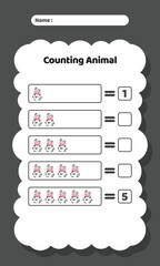 Animal Farm Counting Exercise Practice Worksheet for Kids