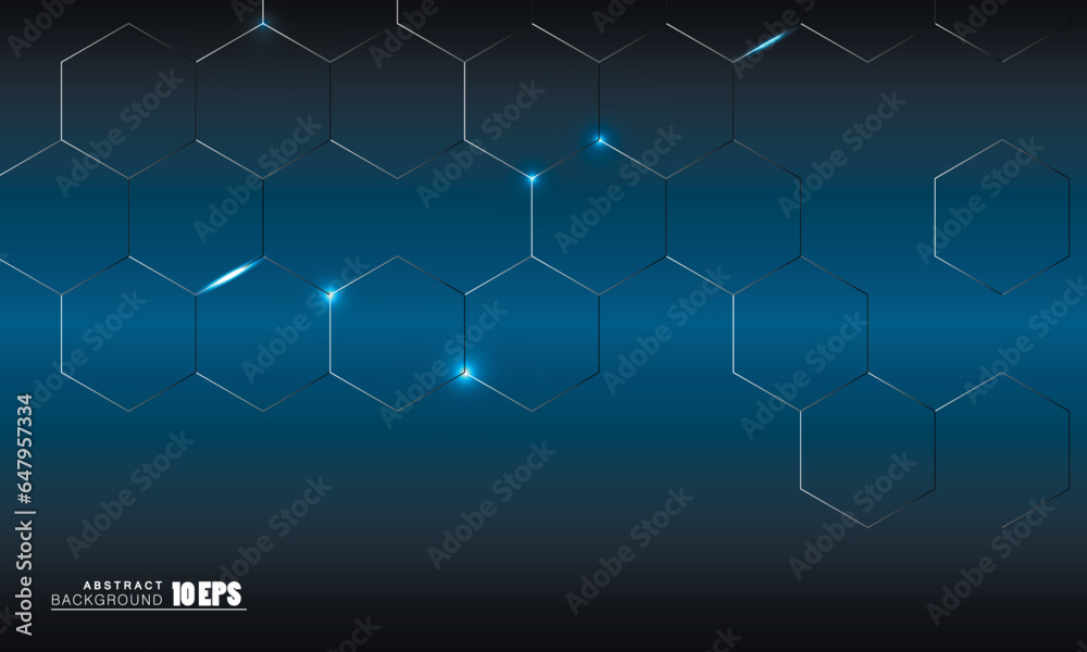 Aufkleber light glow blue background. medical and technology and science concept. abstract hexagonal pattern. 