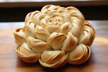 Bread made with a flower pattern.