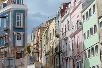 Fototapeta na wymiar Colourful facades in Lisbon, Portugal