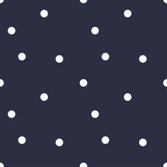 raindrops on the window, navy and white seamless polka dot pattern vector