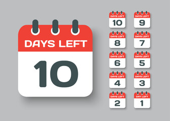 Countdown daily page calendar icon - 10 days left