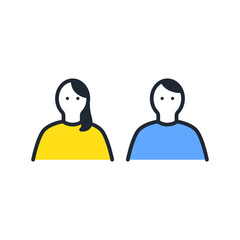 若い男女のシンプルなベクターアイコンイラストセット素材