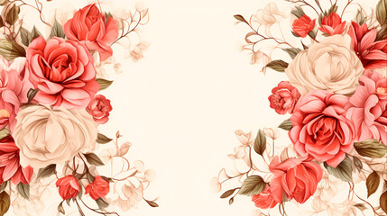 Elegant Rose Square Frame Illustration  Floral Decorative Design, Generative Ai