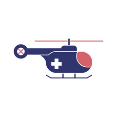 Obraz premium Ambulance helicopter in colored flat icon style. Emergency helicopter vector illustration from World First Aid Day design elements. Editable graphic resources for many purposes.