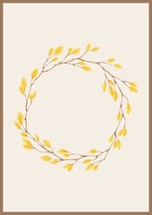 Illustration of autumn plants drawn with colored pencils.