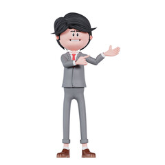 3d businessman is presentation to left pose