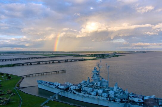 Rainbow over the USS Alabama Battleship