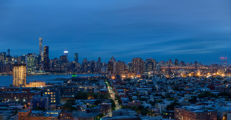 Panorama of New York city form Brooklyn at night