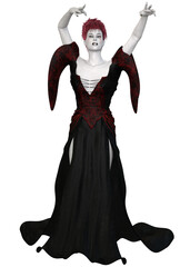 3D Witch woman in black red outfit