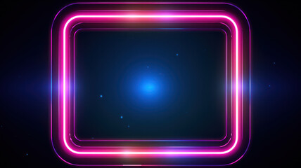 Neon Glow Square Frame on Dark Seamless Background