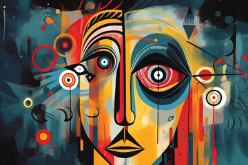Fear face, illustration in abstract avant - garde style