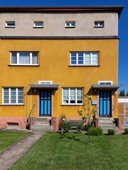 Facade of row housing in the district Reform in Magdeburg, Germany, built in the 1920s