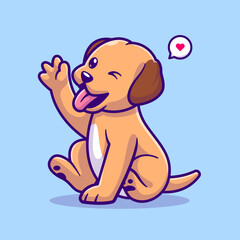 Obraz na płótnie Canvas Cute Dog Waving Hand Cartoon Vector Icon Illustration. Animal Nature Icon Concept Isolated Premium Vector. Flat Cartoon Style