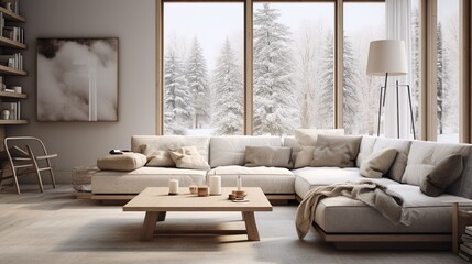 archviz visualization of modern scandinavian living room
