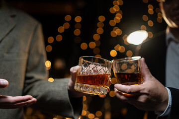 Celebrate whiskey on a friendly party in  restaurant