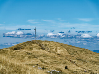 HDR view of the summit of the Grand Colombier, late summer, light clouds, Bugey, France