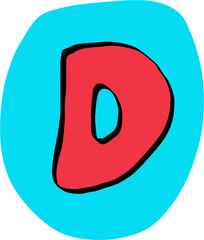 Cute letter alphabet retro groovy pop D
