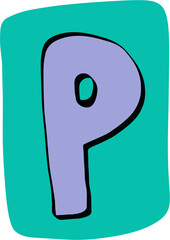 Cute letter alphabet retro groovy pop P
