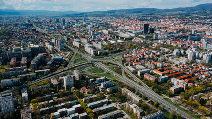 Aerial view of Zagreb street. - 647979549