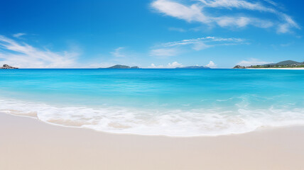 Fototapeta na wymiar sunny beach with a beautiful view of blue sky.