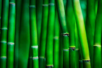 Extreme close-up of abstract blurred bamboo shoots, lush green bamboo forest abstract background, isolated background for business