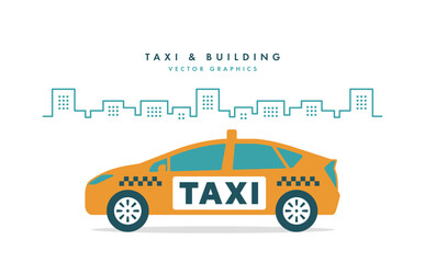 タクシー＆ビル・都会・街並みのイラスト3