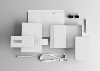 white blank empty corporate branding stationery template on isolated background 