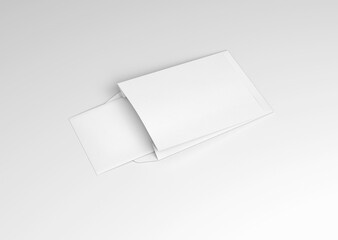 white plain empty blank kraft paper envelope bag with letter page on isolated background