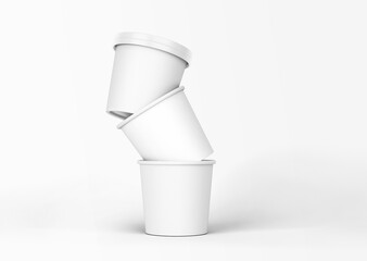 white plain empty blank mid size plastic ice cream branding packaging tub on isolated background
