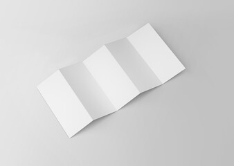white plain empty blank five fold paper brochure flyer on isolated background