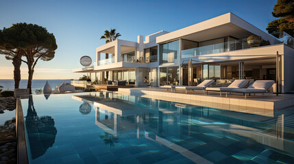Modern Cubic Villa with Large Pool and Sea View