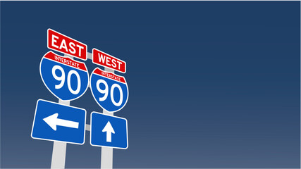 vector illustration of 90 kmh speed limit on Blue Street Traffic Signs