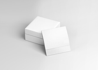 white plain blank empty top open flap paper envelope with square jewellery box on isolated background