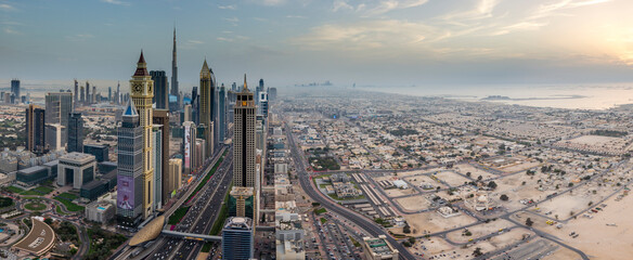 This view looks southbound, past the Dubai International Finance Centre and Burj Khalifa towards...