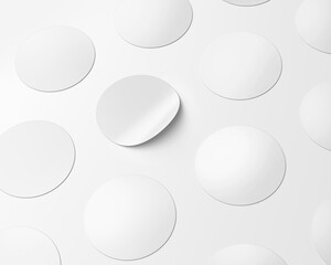 white plain empty blank round rounded isometric paper sticker stickers on isolated background - obrazy, fototapety, plakaty