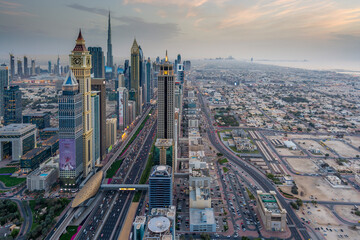 This view looks southbound, past the Dubai International Finance Centre and Burj Khalifa towards...