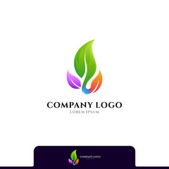 gradation colorful leaf logo