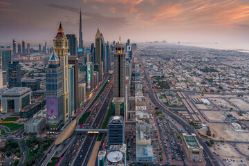 This view looks southbound, past the Dubai International Finance Centre and Burj Khalifa towards...