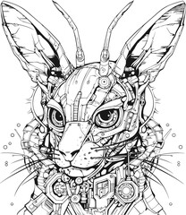 Robot Animal Universe. Coloring books for children and adults as well as tattoo sketches. 
