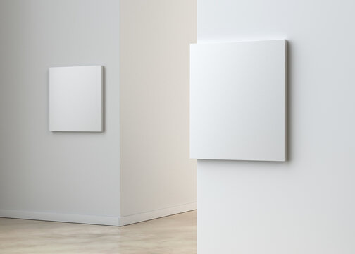 plain white empty blank way finding signage on wall