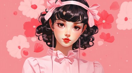 A girl with a pink bow on her head