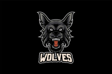Wolf head mascot logo design for sport and gaming logo