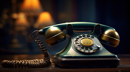 Retro telephone on a table