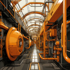 Orange conduits in a reactor 
