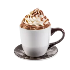 Wandaufkleber Mockup of a mug with hot chocolate and whipped cream, space for text, Christmas design. Generative AI. © Aga Bak