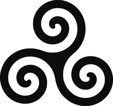 Black Triskeles ancient mythology symbol isolated on transparent background